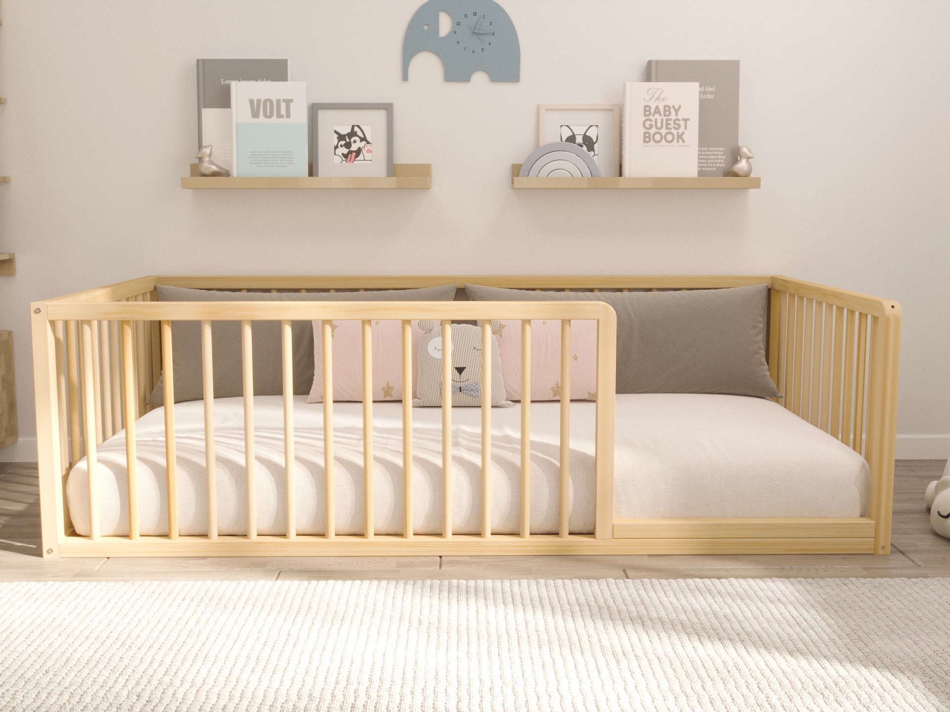Romy - Floor Bed with Rounded Rails and Curved Edges