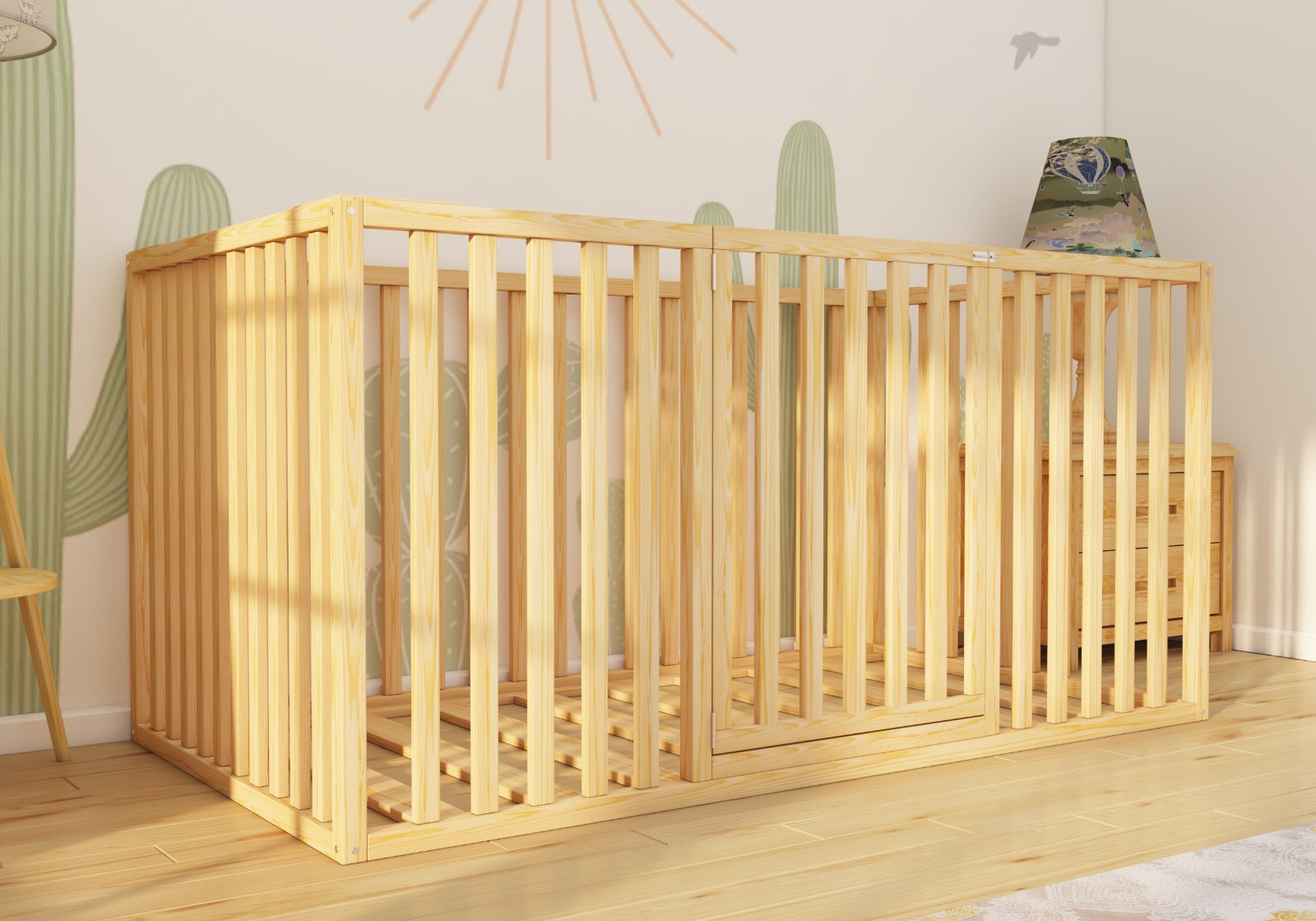 Medina - Playpen Montessori Floor Bed with High 40" Rails