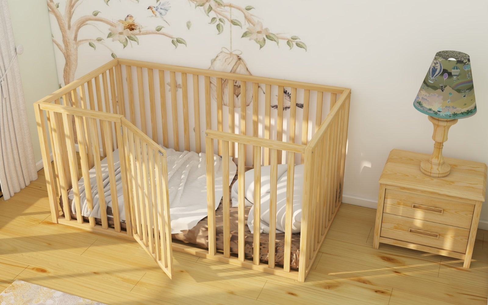 Madison Maya - Montessori Playpen Floor Bed with High Rails (for active, hyper, escaping, climbing little ones)